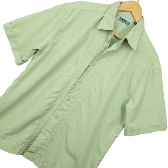 Cubavera Men's Short Sleeve Button-Up Shirt Size Large Green Casual Resort Wear - Picture 1 of 13